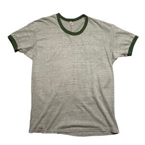 Vintage 70s Hanes Green Ringer Sure I Raise Hell… T-Shirt 1973 XL